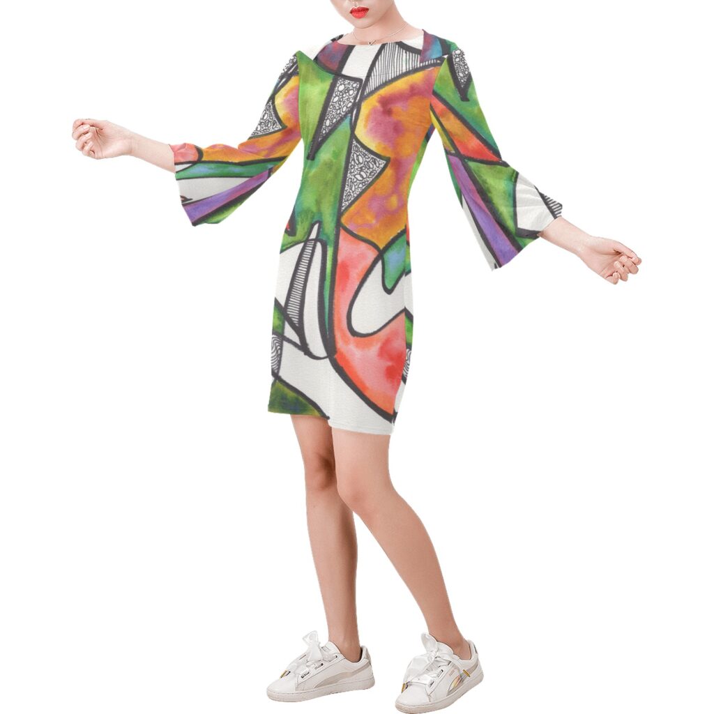 Dania Nightlife Sheath Dress with Bell Sleeve