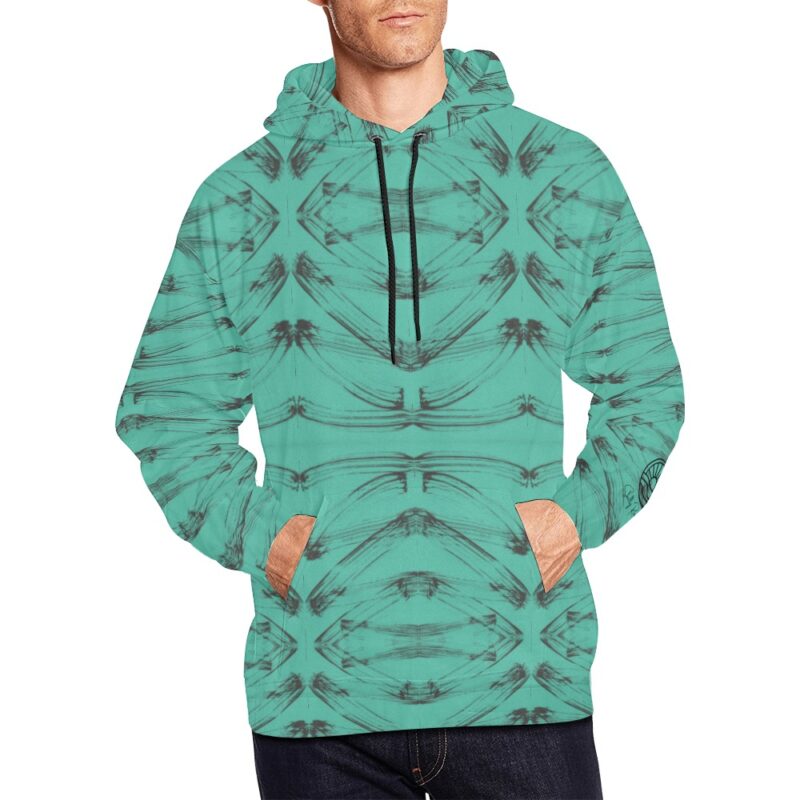 Turquoise Zig Zag Unisex Hoodie - Image 4