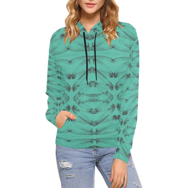 Turquoise Zig Zag Unisex Hoodie - Image 6