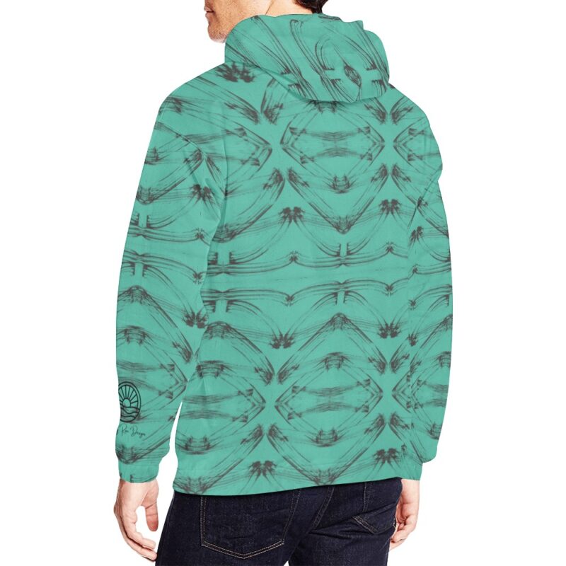 Turquoise Zig Zag Unisex Hoodie - Image 5