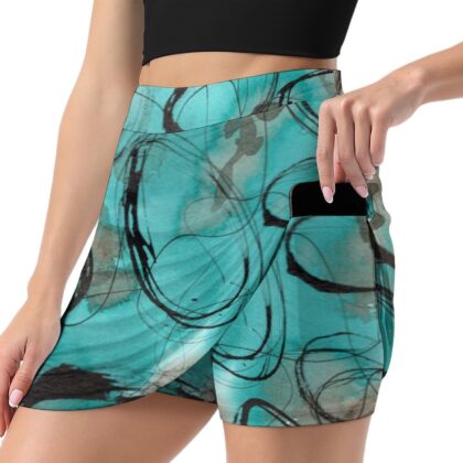 Turquoise Obelisk Athletic Skirt With Pocket