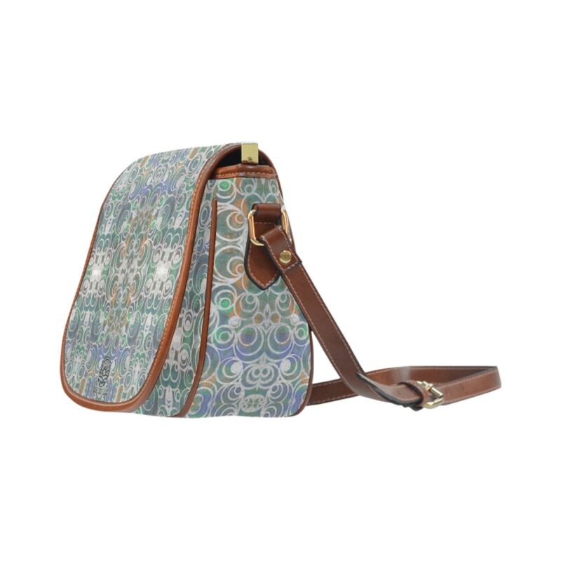 Faded Demin Circles Saddle Bag Cross Body Handbag - Image 3