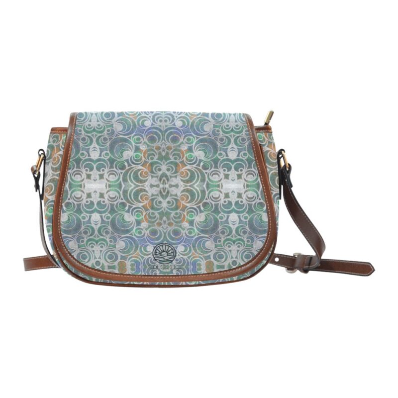 Faded Demin Circles Saddle Bag Cross Body Handbag