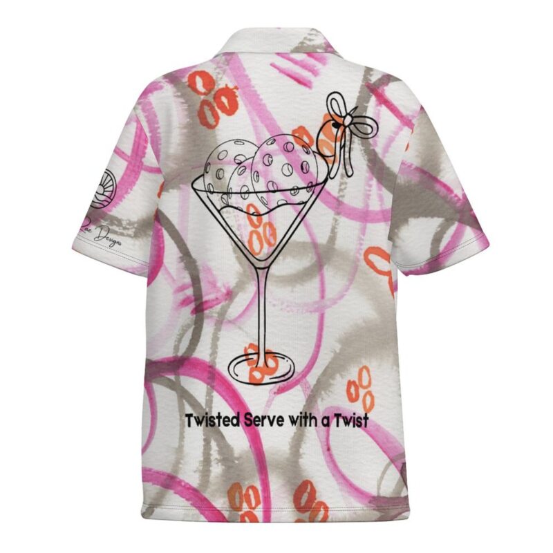 Burnt Cotton Candy Women's Pickleball Polo Shirt - Twisted Serve With a Twist