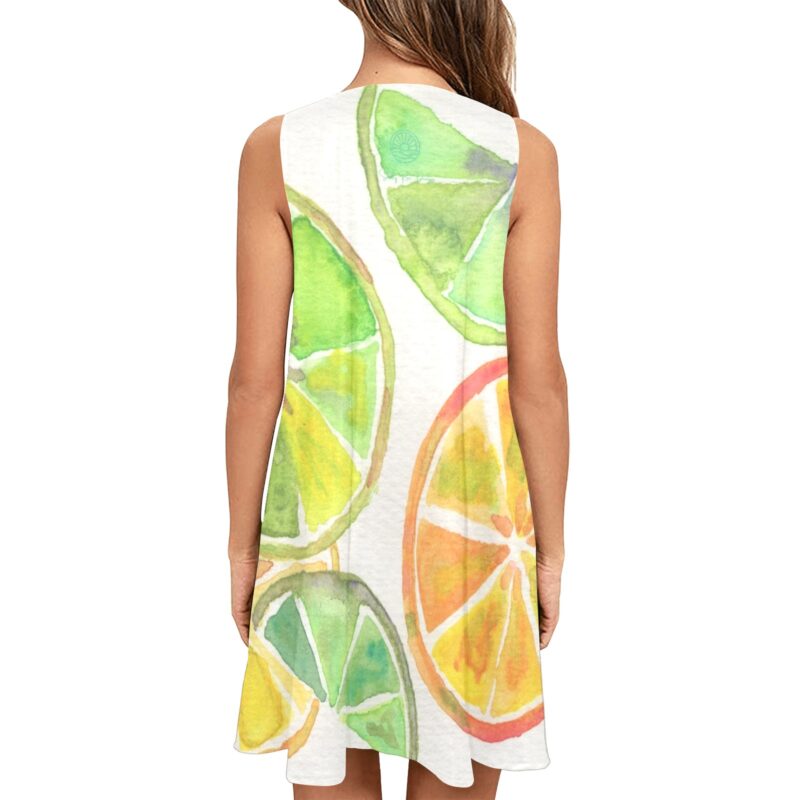 Citrus Surprise Sleeveless Tank Dress with Pockets - Image 2