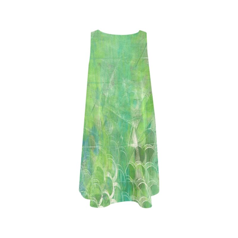 Emerald Scales Sleeveless Tank Dress with Pockets - Image 3