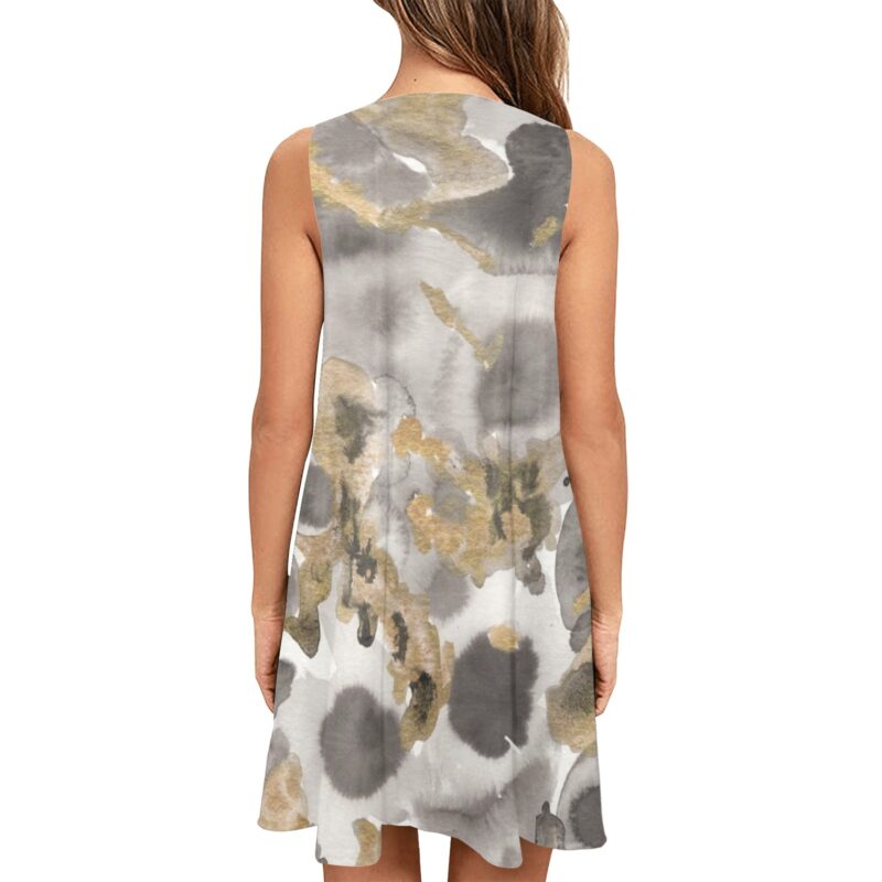 Golden flow Sleeveless Tank Dress with Pockets - Image 2