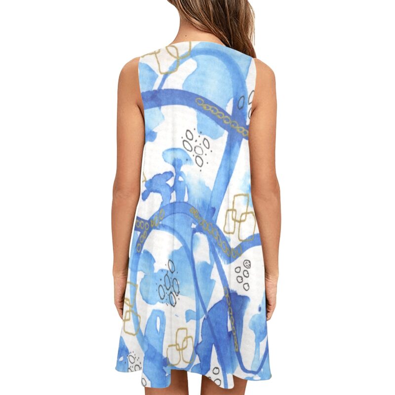 Blue Crush Sleeveless Tank Dress with Pockets - Image 2