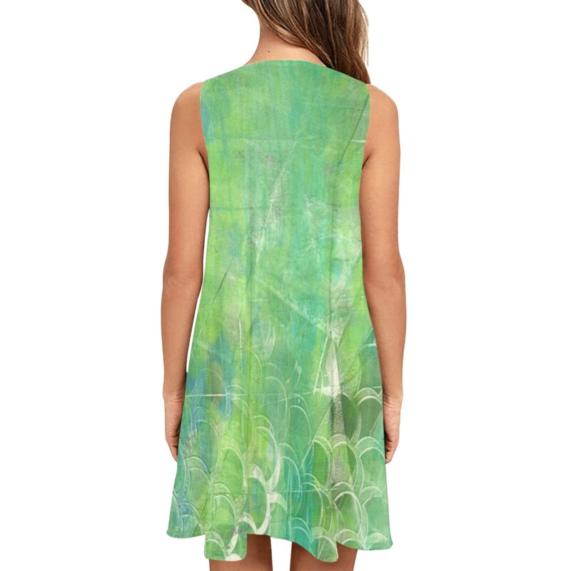 Emerald Scales Sleeveless Tank Dress with Pockets - Image 2