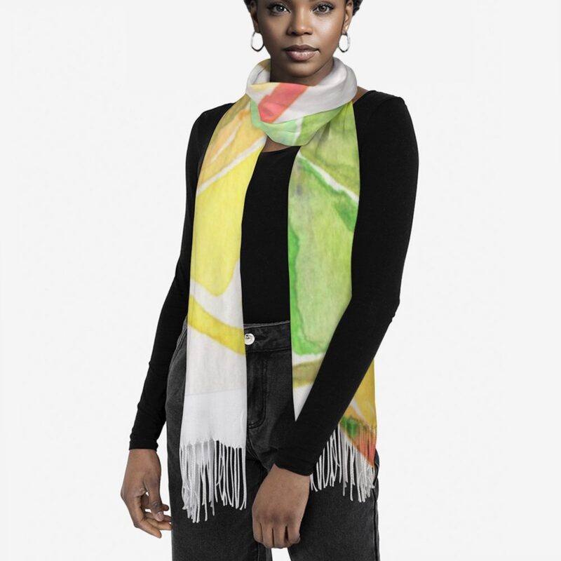 "Citrus Surprise" Pashmina – Versatile Wrap, Shawl, Scarf & Travel Cover-Up - Image 4