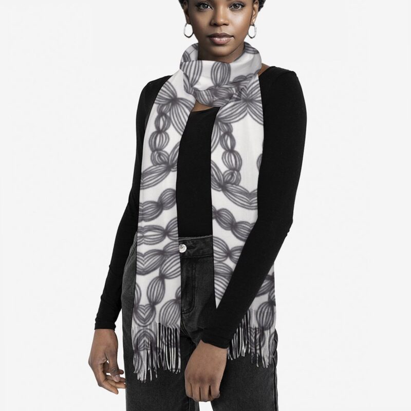 "Doodle Blooms" Pashmina – Versatile Wrap, Shawl, Scarf & Travel Cover-Up - Image 4