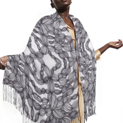 "Doodle Blooms" Pashmina – Versatile Wrap, Shawl, Scarf & Travel Cover-Up