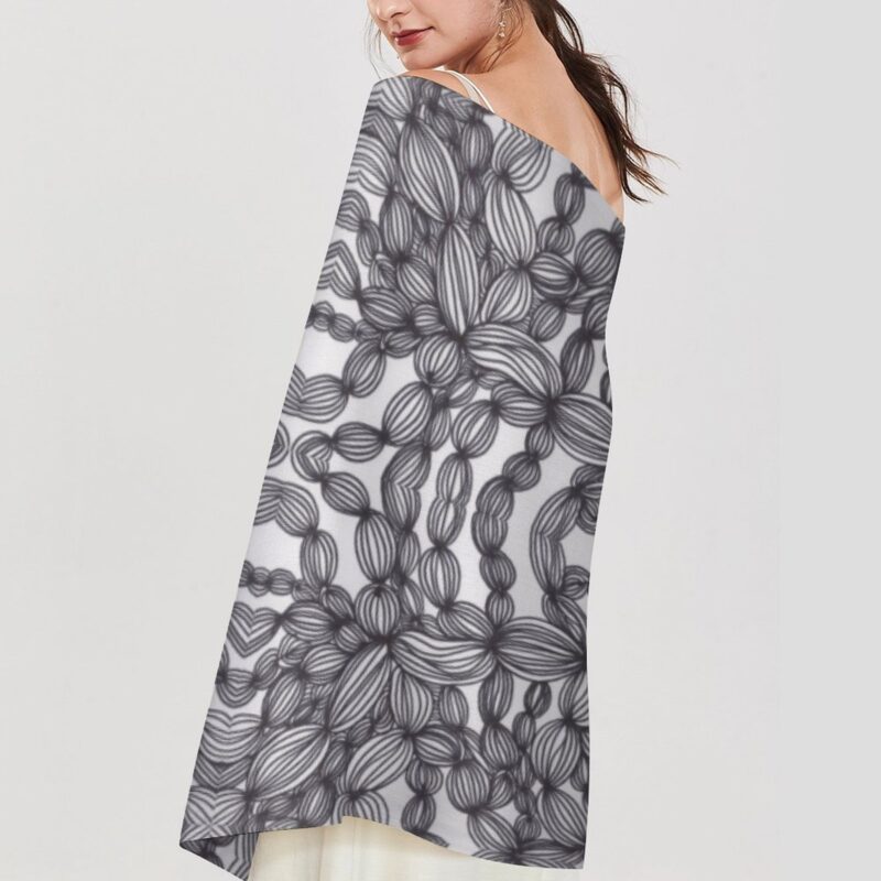 "Doodle Blooms" Pashmina – Versatile Wrap, Shawl, Scarf & Travel Cover-Up - Image 2