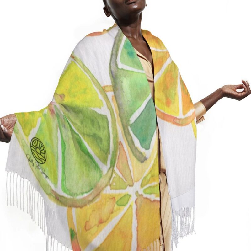 "Citrus Surprise" Pashmina – Versatile Wrap, Shawl, Scarf & Travel Cover-Up - Image 3